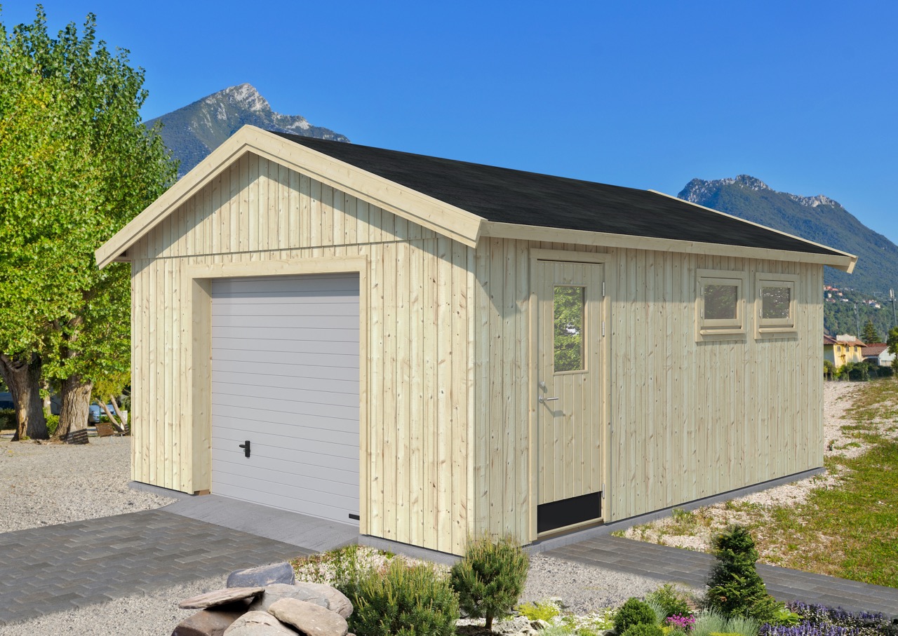 PALMAKO Holz-Garage Andre 21,5 m² mit Sektionaltor 18mm 448x548cm | Garagen  aus Holz günstig kaufen im Shop von