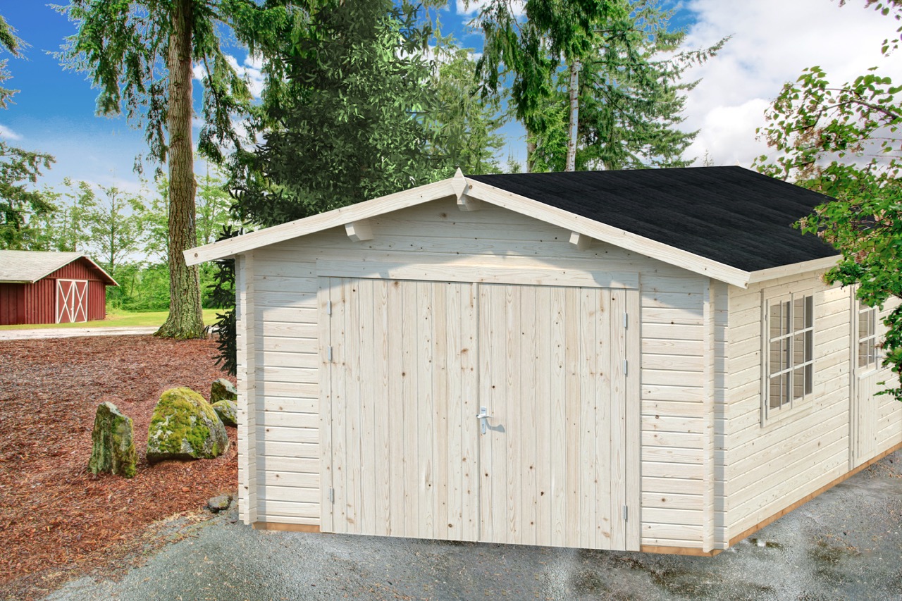 PALMAKO Holz-Garage Roger 19,0 m² mit Holztor 44mm 380x570cm | Garagen aus  Holz günstig kaufen im Shop von