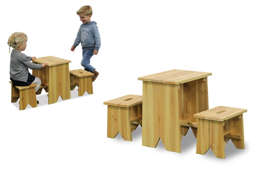 Kindertisch Kindersitzgruppe Tisch und Bank FSC-Holz imprägniert für Spielhaus 