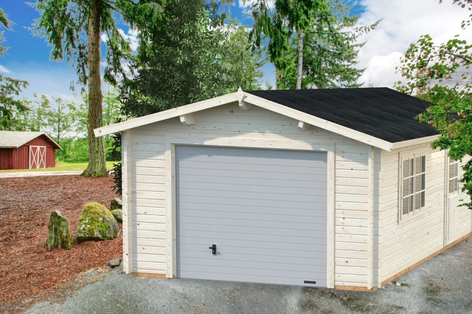 PALMAKO Holz-Garage Roger 19,0 m² mit Sektionaltor 44mm 380x570cm | Garagen  aus Holz günstig kaufen im Shop von