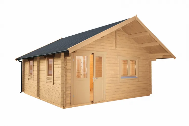 Lappland 70-A XL mit Schlafboden Gartenhaus Blockhaus Blockbohlenhaus Holz +Fuboden Satteldach