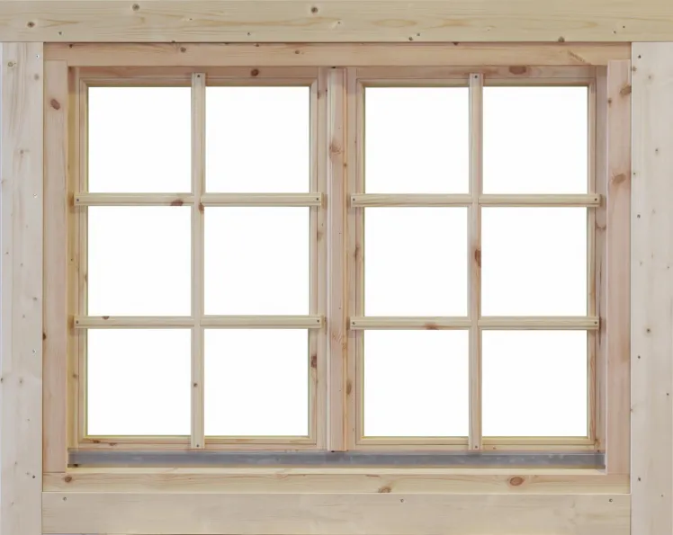 Doppel-Fenster Alina 34 ISO 34mm Holzfenster Gartenhausfenster Einbaufenster