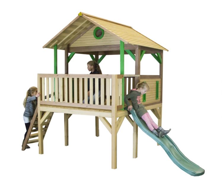 Kinderspielturm Stelzenhaus mit Rutsche 163x109x247cm Holz impräg Spielturm NEU 