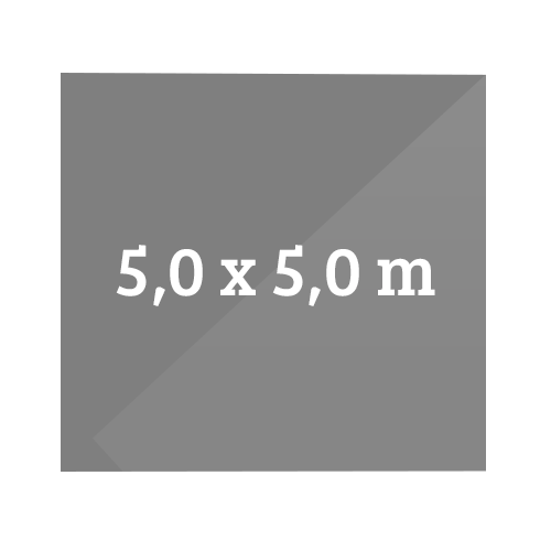 500 x 500 cm, quadratisch