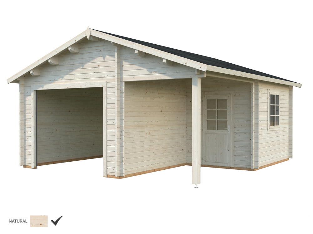 Garage Einzelgarage mit seitlichem Anbau ohne Tor Bausatz 530x570cm 21,9+5,2qm