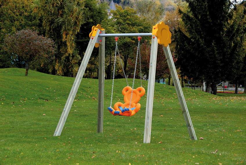 Spielplatz-Aluminium-Schaukelgerüst DIN EN 1176 Teddyschaukel OXI mit Babyschauk