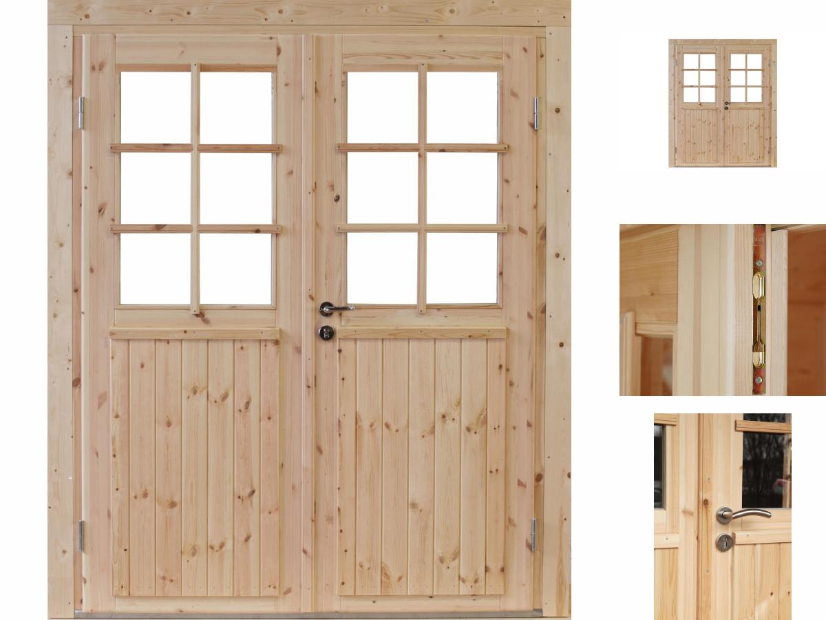Gartenhaustür Holztür Doppel-Tür Hero 34 ISO Isolierglas Fenster 34mm Doppeltür